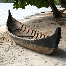 Peaceful Beach with Canoe