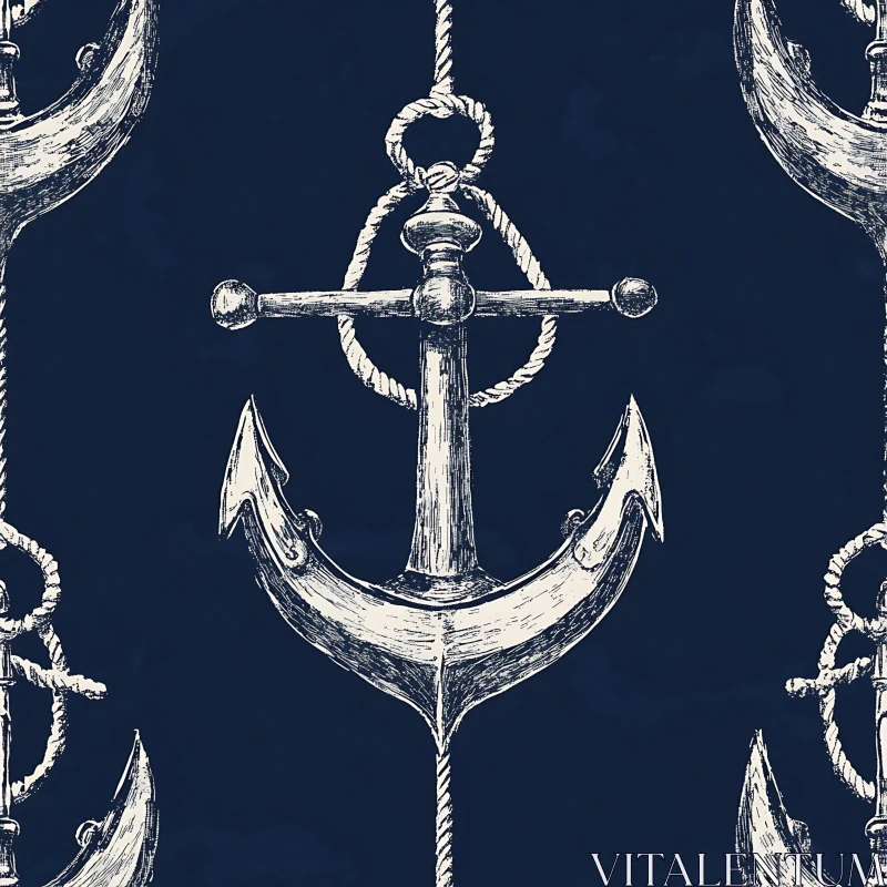 Maritime Anchor and Rope Illustration AI Image