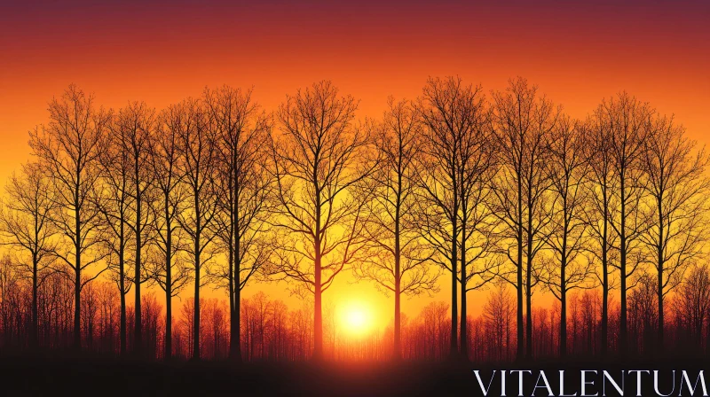 AI ART Sunset Silhouettes of Trees