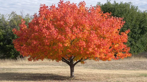 Vibrant Fall Tree with Red and Yellow Foliage