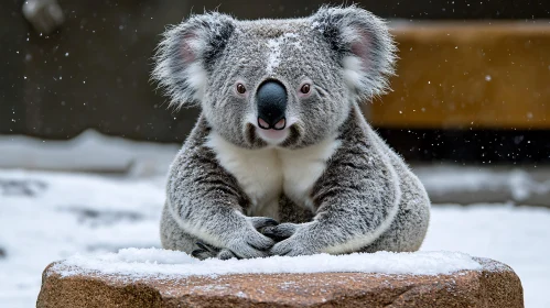 Koala in Winter Scene