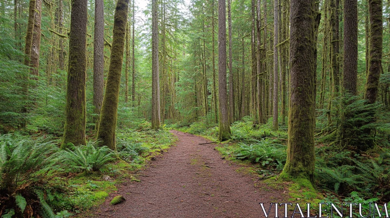 AI ART Peaceful Woodland Path with Lush Greenery