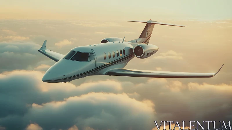 Luxury Jet Above the Clouds AI Image