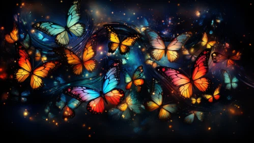 Starry Night with Colorful Butterflies: A Mesmerizing Blend of Real and Fantasy