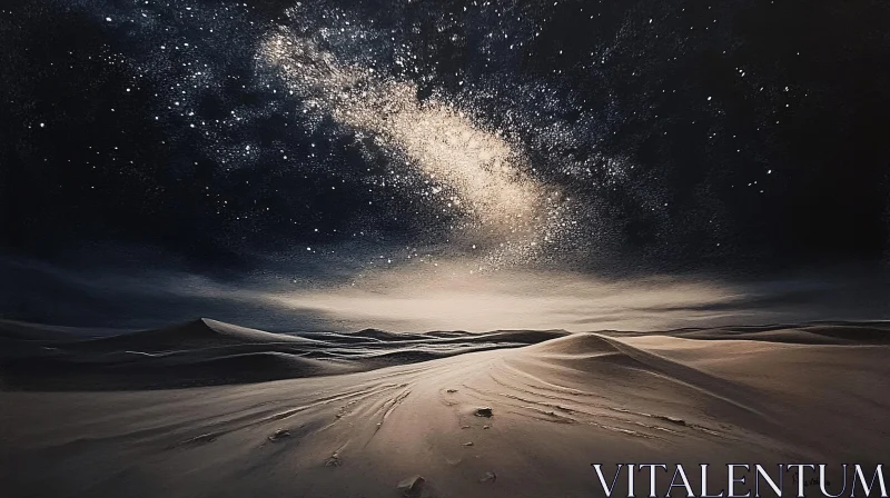 Desert Dunes Under Starry Milky Way AI Image