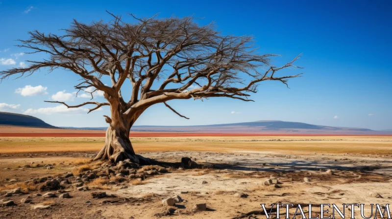 Solitary Tree in African-Inspired Landscape AI Image