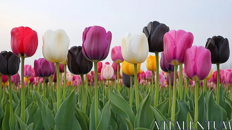 AI ART Tulip Garden in Full Bloom