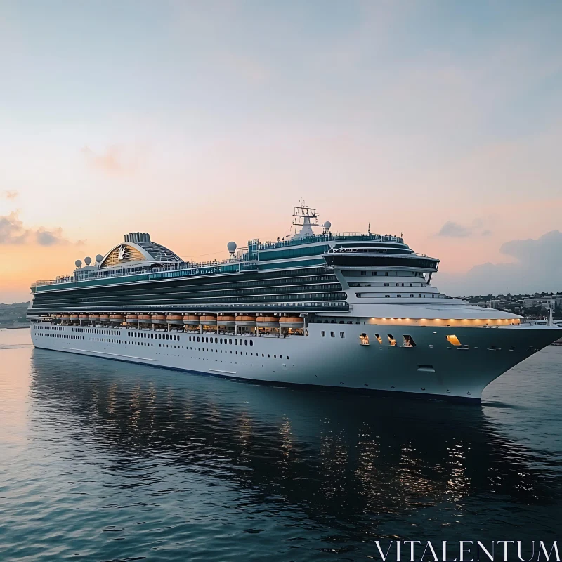 Luxury Ocean Liner During Evening AI Image