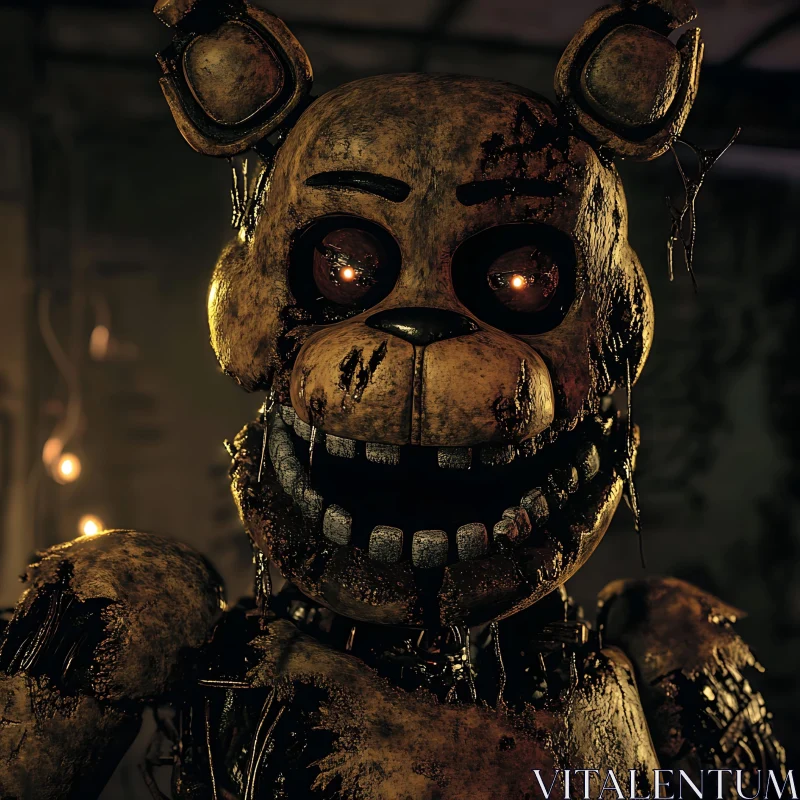 AI ART Eerie Rusty Animatronic Bear