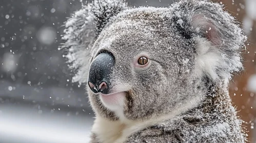 Snow-Kissed Koala Portrait