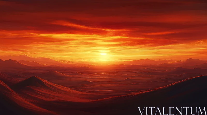 AI ART Golden Sunset Over Majestic Mountains