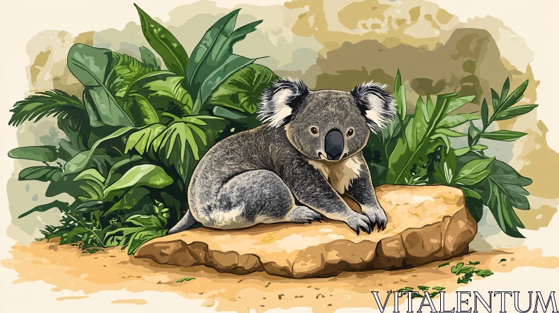 AI ART Serene Koala Art with Greenery