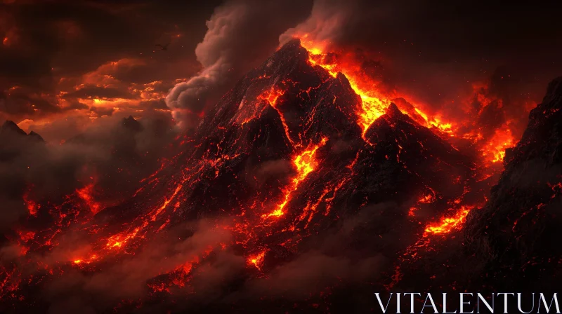 AI ART Molten Lava and Smoke: Volcanic Eruption