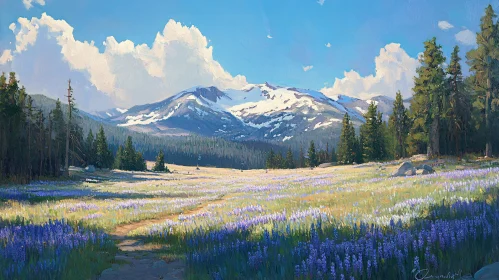 Tranquil Mountain Meadow Landscape