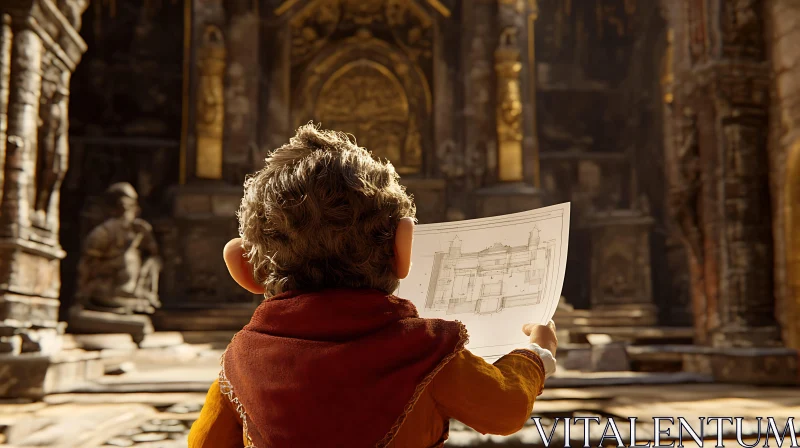 Exploring Ancient Architecture with Blueprints AI Image