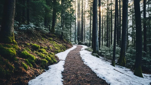 Tranquil Snowy Forest Trail