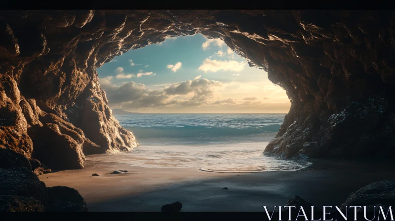 Beautiful Coastal View from a Rocky Cave