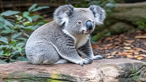 Charming Koala Resting on a Rock