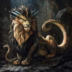 Fantasy Creature with Scales and Horns