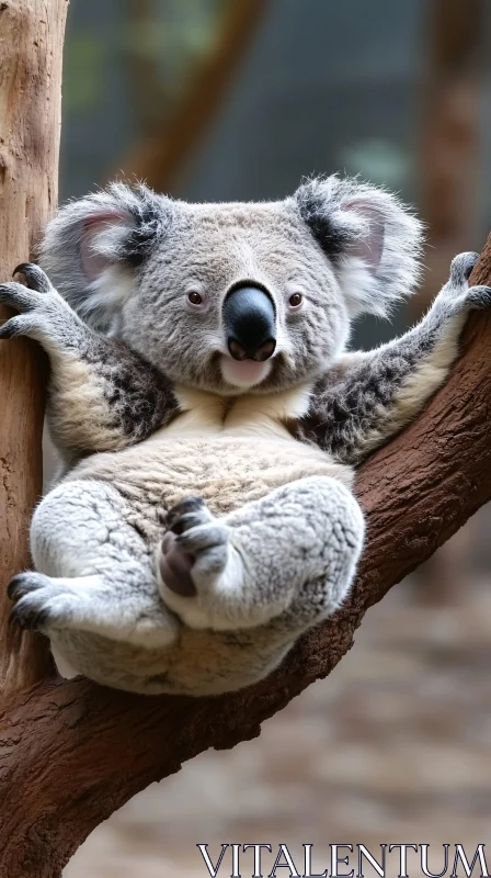 AI ART Cute Koala Clinging to a Branch