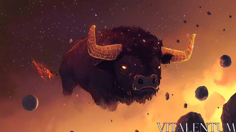 AI ART Cosmic Bull Surrealism Art