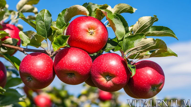 Red Apples Cluster on Tree AI Image