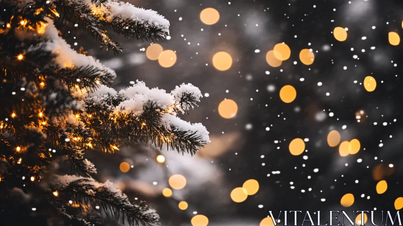 AI ART Magical Winter Scene with Snow and Christmas Lights