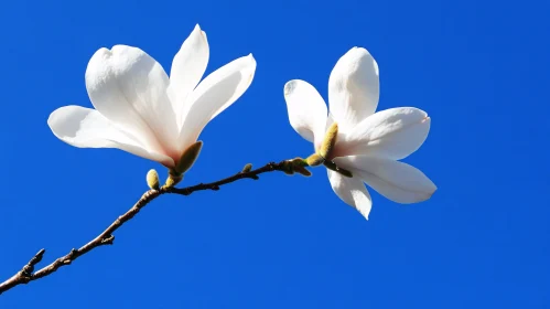 White Magnolia Flowers in Bloom