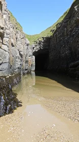 Secluded Coastal Cave and Beach