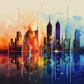 Abstract City Skyline: A Colorful Gradient Illustration