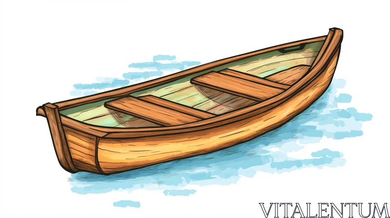 Wooden Watercraft Illustration AI Image