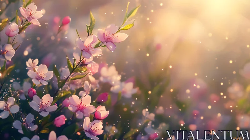 AI ART Spring Cherry Blossoms Bathed in Soft Light