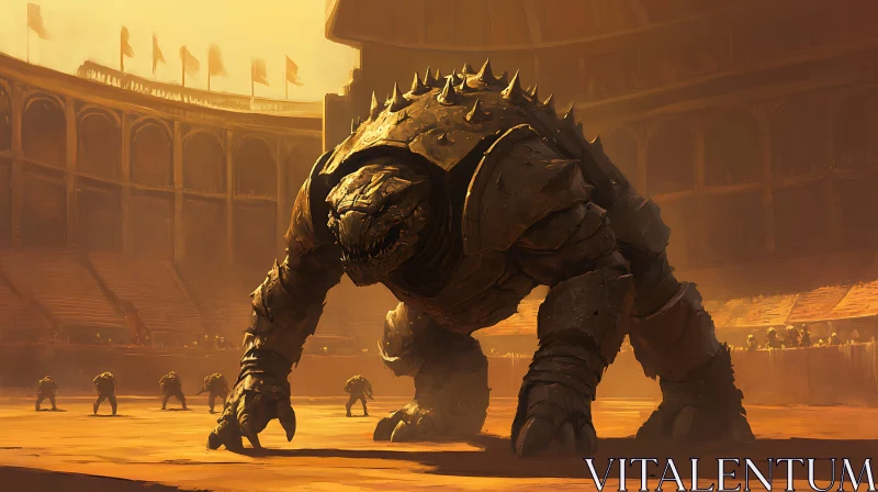 Epic Monster Battle in Ancient Arena AI Image