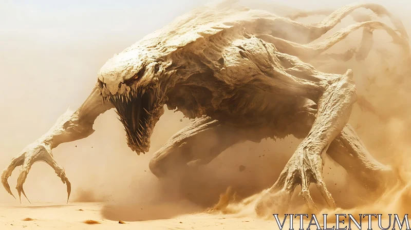 AI ART Desert Beast Amidst Sandstorm