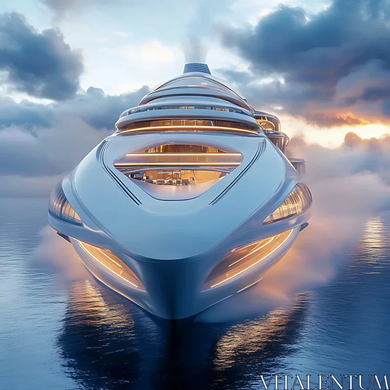 Opulent Yacht Journeying Through Serene Waters AI Image