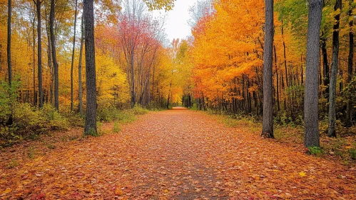 Scenic Autumn Trail in the Forest