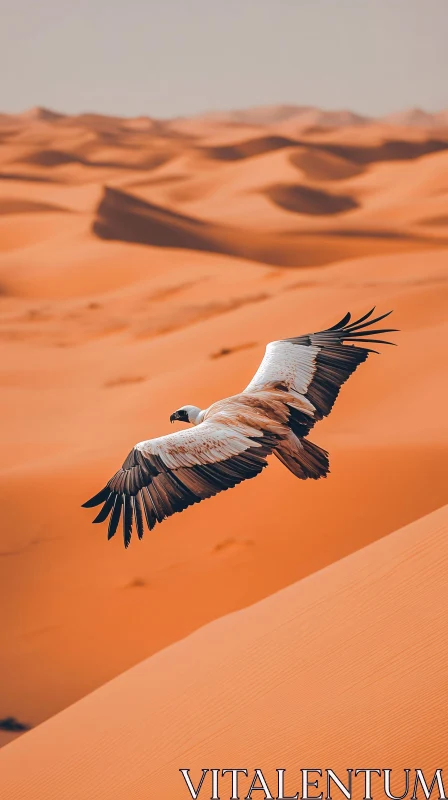 Majestic Bird Soaring Above Desert AI Image