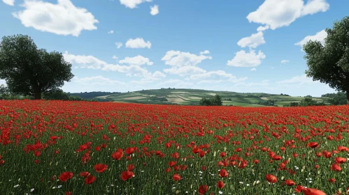 Picturesque Poppy Field Landscape