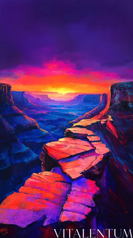 AI ART Sunset Glow Over Majestic Canyon