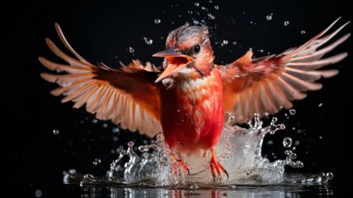 Award-Winning Brightly Colored Bird Splashing Water Portrait