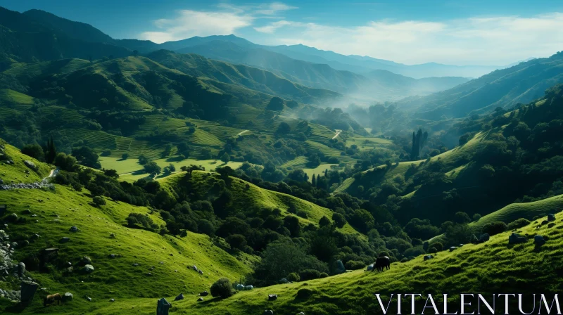 Serene Pastoral Landscapes: A Captivating Depiction of Nature's Beauty AI Image