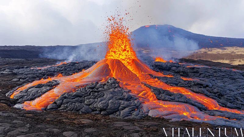 Volcano Eruption Lava Flow AI Image