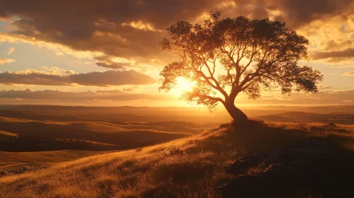 Solitary Tree at Sunset