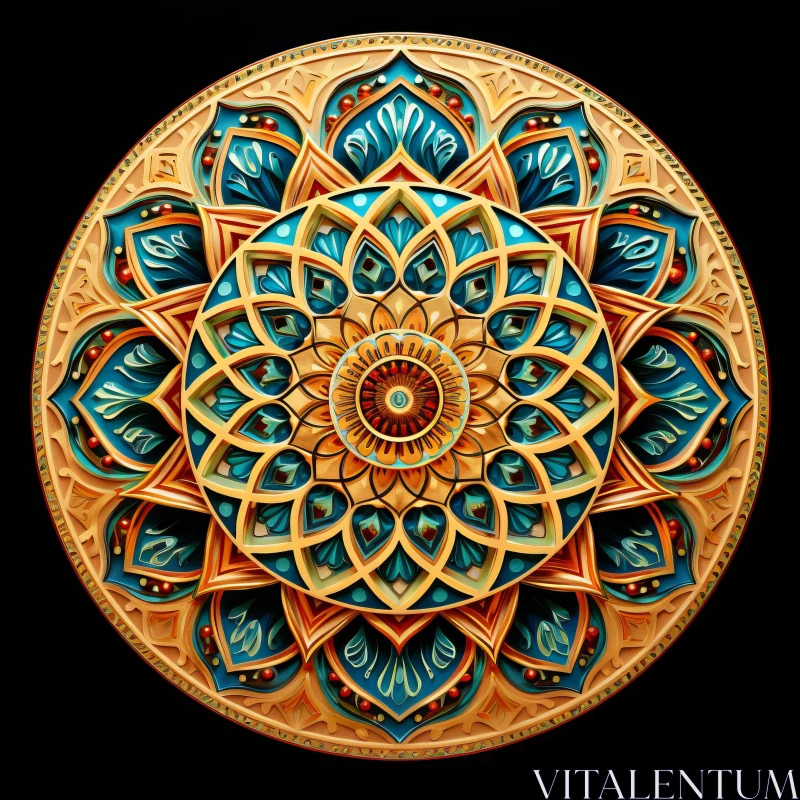 Handmade Wooden Mandala Print - Anamorphic Art AI Image