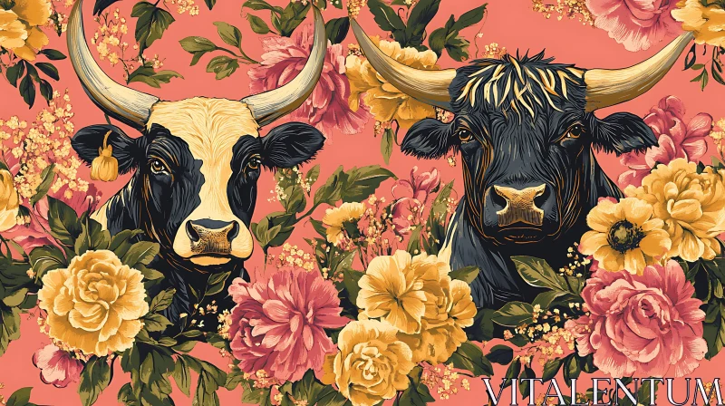 Floral Cow Illustration AI Image