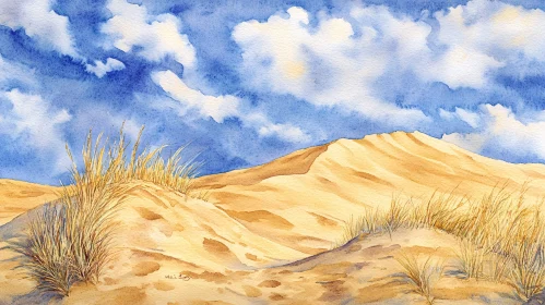 Sand Dunes and Blue Sky Painting