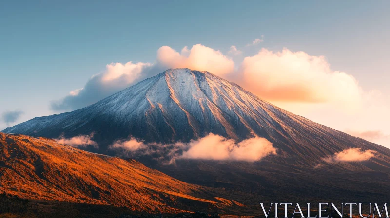 Sunrise Over a Snow-Capped Mountain AI Image