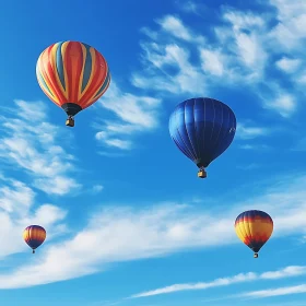 Floating Hot Air Balloons in Clear Blue Sky