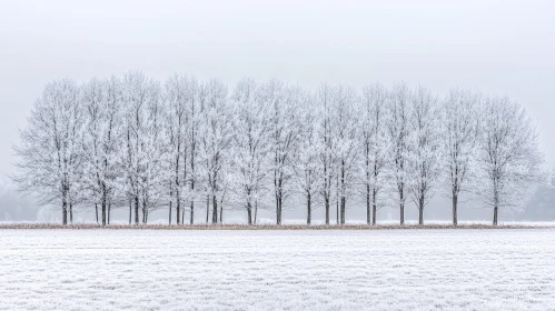 Winter Landscape with Frosty Trees