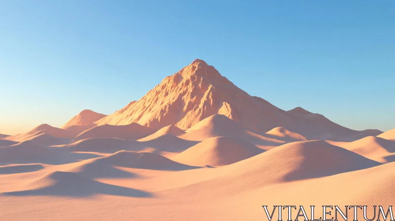 AI ART Desert Dunes and Mountain at Golden Hour